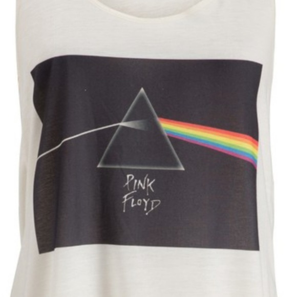 Eclectic Ginger Tops - White Pink Floyd graphic sleeveless tank top Small S Large L